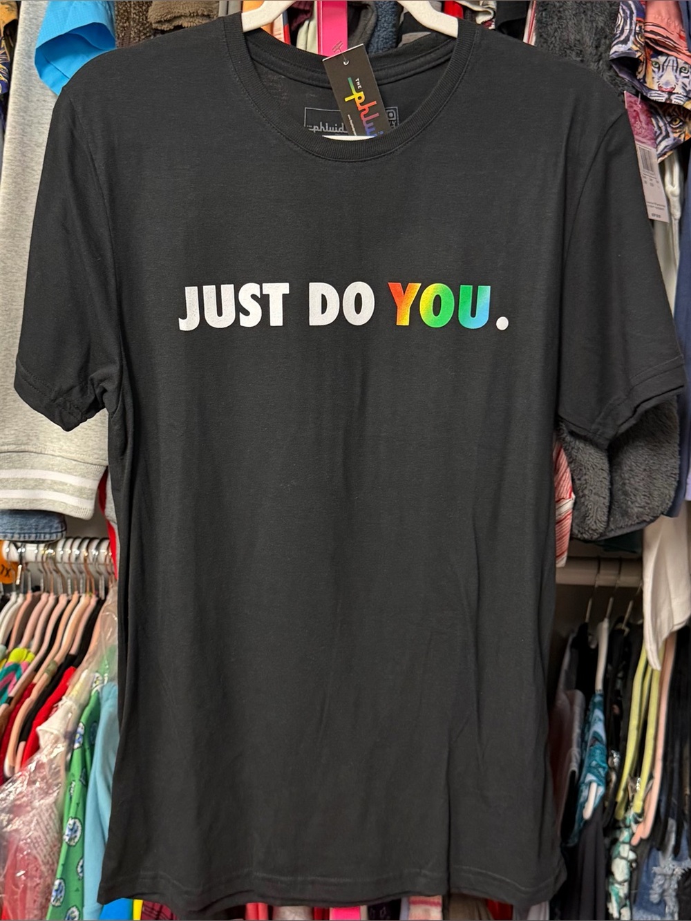 The phluid project just do you t-shirt black rainbow unisex medium new